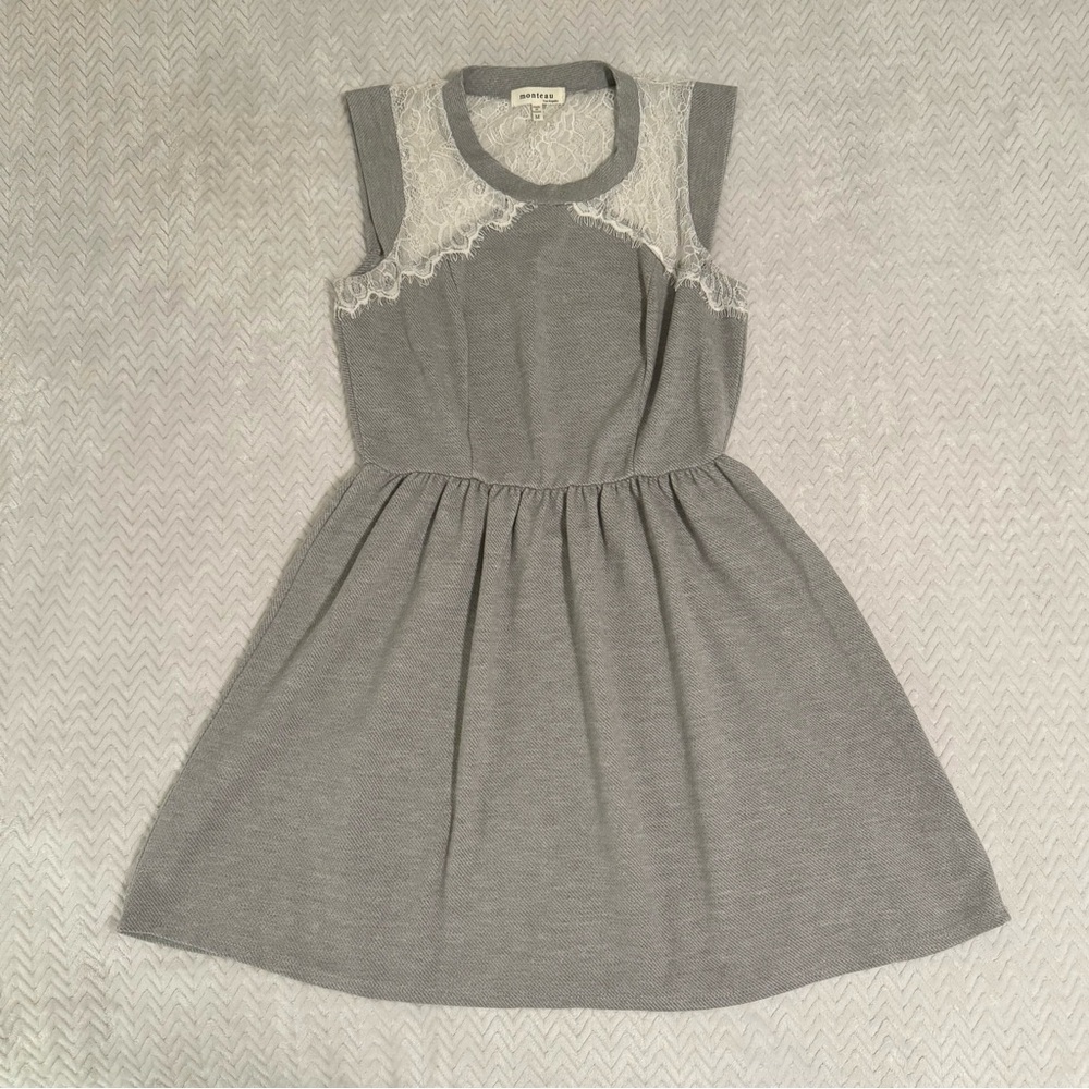 Gray and White Lace Dress